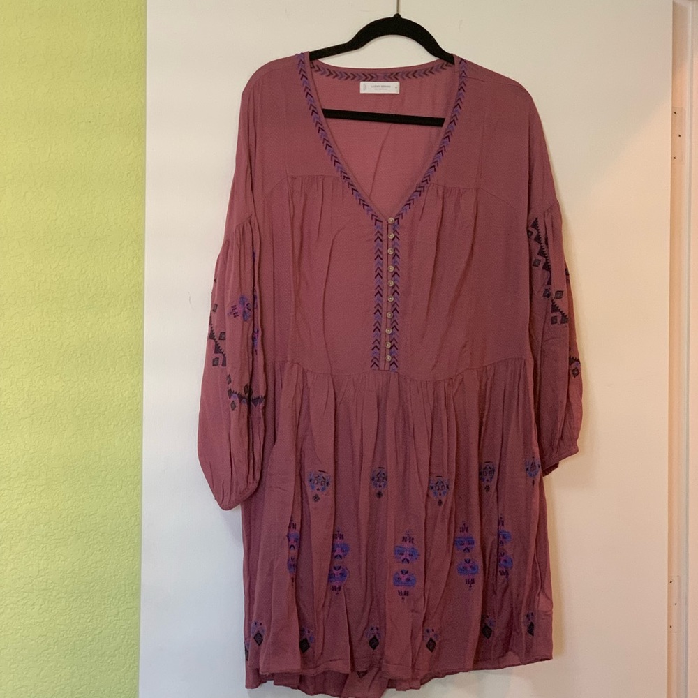Lucky brand embroidered tiered dress size M